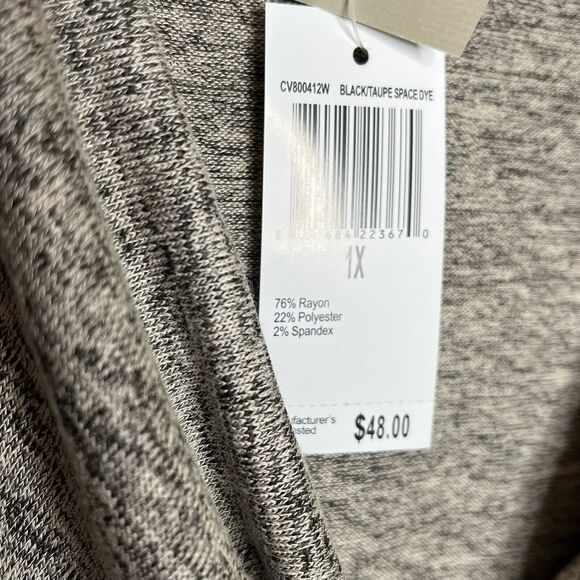 Carmen Marc Valvo Cowl Neck Knit Top Heather Tan Womens 1X Long Sleeve - Picture 6 of 7